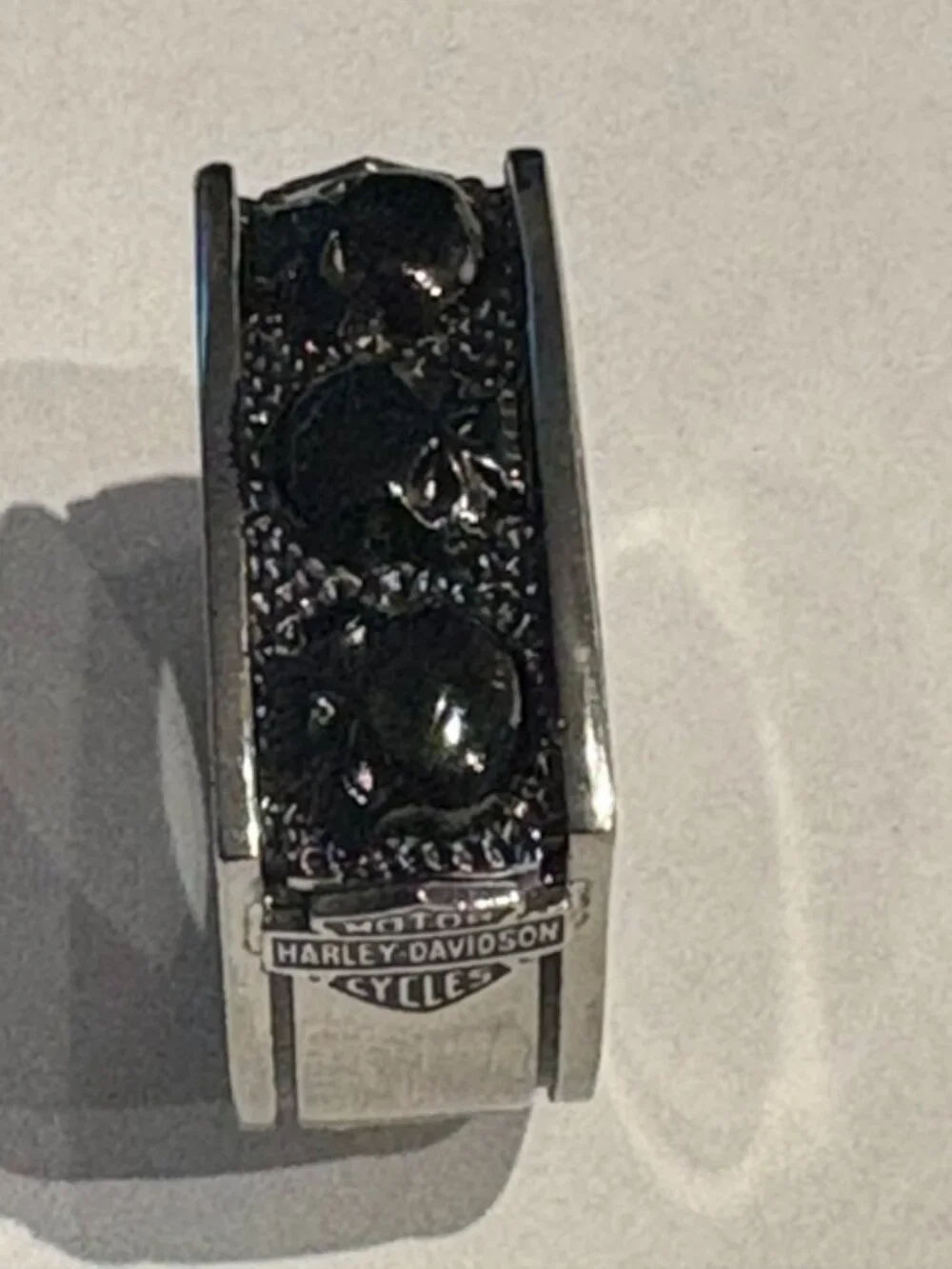 Harley-Davidson® Men's Multiple Willie G Skull B&S Signet Ring, Stainless Steel